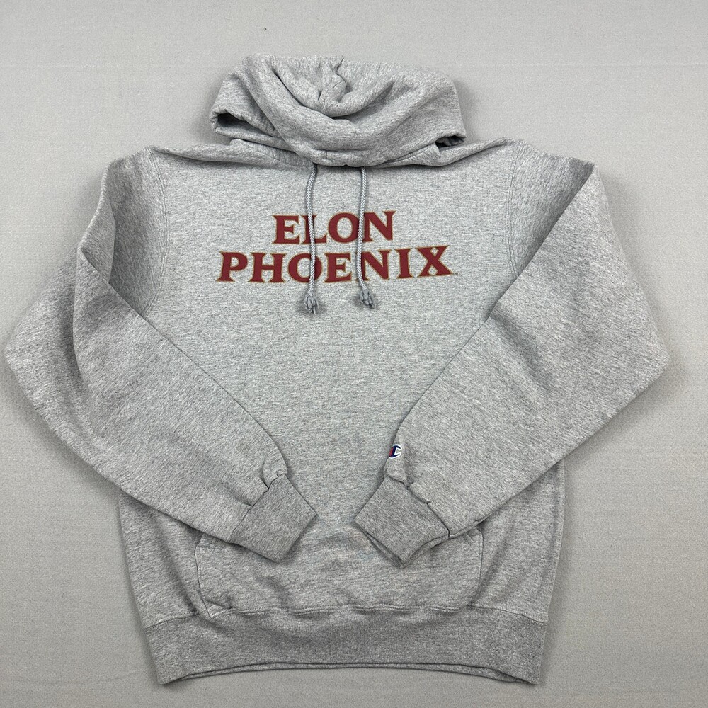 Elon Phoenix Hoodie Men Small Gray Champion Pullover NCAA Sweatshirt Pockets S *